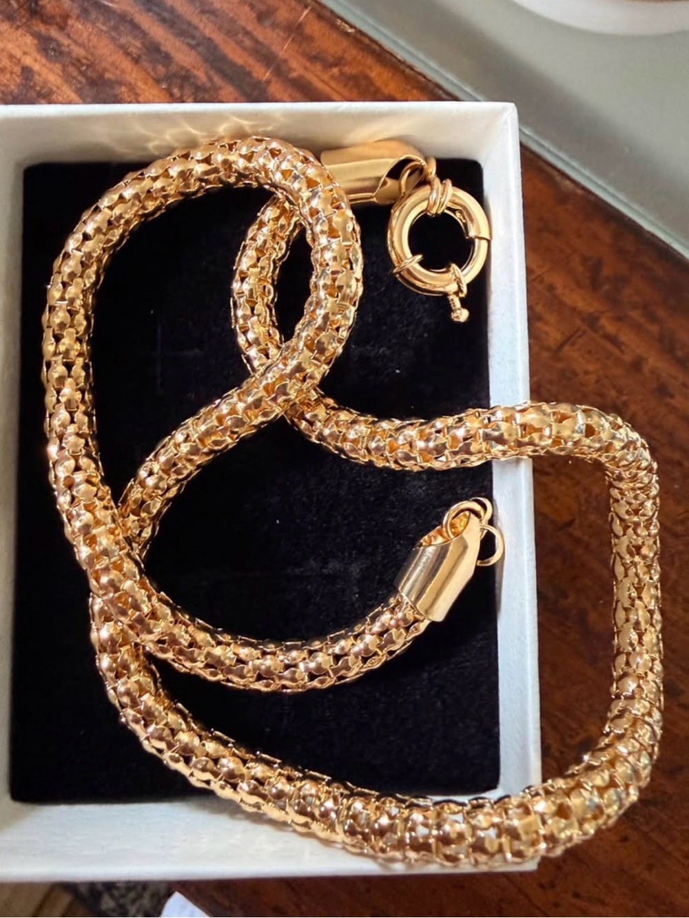 Popcorn 18 in Gold Rope Chain and hoop earrings set - Elegant Women's Jewelry